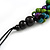 Purple/ Green/ Teal Cluster Wood Bead Chunky Necklace with Black Cotton Cord - 70cm L - view 6