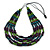 Multistrand Teal/ Green/ Purple Wooden Bead Black Cord Necklace - 100cm L Adjustable - view 3