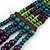 Multistrand Teal/ Green/ Purple Wooden Bead Black Cord Necklace - 100cm L Adjustable - view 8