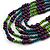 Multistrand Teal/ Green/ Purple Wooden Bead Black Cord Necklace - 100cm L Adjustable - view 6