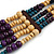 Multistrand Teal/ Natural/ Purple Wooden Bead Black Cord Necklace - 100cm L Adjustable - view 4