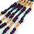 Multistrand Teal/ Natural/ Purple Wooden Bead Black Cord Necklace - 100cm L Adjustable - view 6