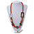 Trendy Wood, Acrylic Bead Geometric Chunky Necklace (Orange/ Brown) - 70cm L - view 2