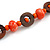 Trendy Wood, Acrylic Bead Geometric Chunky Necklace (Orange/ Brown) - 70cm L - view 6