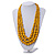 Statement Layered Wood Bead Necklace in Dusty Yellow - 70cm Long - view 2