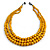 Statement Layered Wood Bead Necklace in Dusty Yellow - 70cm Long - view 3