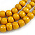 Statement Layered Wood Bead Necklace in Dusty Yellow - 70cm Long - view 5