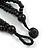 Statement Layered Wood Bead Necklace in Black - 70cm Long - view 5