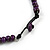 Statement Deep Purple Wood Bead Bib Necklace - 44cm Long/ 10cm Drop - view 7