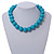 Chunky Pastel Teal Blue Round Bead Wood Flex Necklace - 44cm Long - view 2