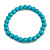 Chunky Pastel Teal Blue Round Bead Wood Flex Necklace - 44cm Long