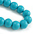 Chunky Pastel Teal Blue Round Bead Wood Flex Necklace - 44cm Long - view 3