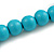 Chunky Pastel Teal Blue Round Bead Wood Flex Necklace - 44cm Long - view 4