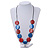 Red/ Blue Wood Button Bead Necklace with Black Cotton Cord - Adjustable - 90cm L - view 2