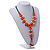 Orange Wood Bead with Sea Shell Element Tassel Black Cord Necklace - 70cm L/ 15cm Tassel - view 2