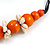 Orange Wood Bead with Sea Shell Element Tassel Black Cord Necklace - 70cm L/ 15cm Tassel - view 6