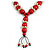 Red Wood Bead with Sea Shell Element Tassel Black Cord Necklace - 70cm L/ 15cm Tassel - view 3