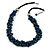 Dark Blue Cluster Wood Bead Black Cotton Cord Necklace - 52cm L/ 4cm Ext - view 1