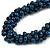Dark Blue Cluster Wood Bead Black Cotton Cord Necklace - 52cm L/ 4cm Ext - view 4