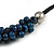 Dark Blue Cluster Wood Bead Black Cotton Cord Necklace - 52cm L/ 4cm Ext - view 5