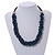 Dark Blue Cluster Wood Bead Black Cotton Cord Necklace - 52cm L/ 4cm Ext - view 2