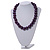 Chunky Deep Purple Wood Bead Necklace - 60cm L - view 2