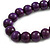 Chunky Deep Purple Wood Bead Necklace - 60cm L - view 4