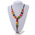 Multicoloured Wood Bead with Sea Shell Element Tassel Black Cord Necklace - 70cm L/ 15cm Tassel - view 2