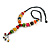 Multicoloured Wood Bead with Sea Shell Element Tassel Black Cord Necklace - 70cm L/ 15cm Tassel - view 4