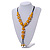 Yellow Wood Bead with Sea Shell Element Tassel Black Cord Necklace - 70cm L/ 15cm Tassel - view 2