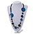 Stylish Animal Print Wooden Bead Necklace (Black & Blue) - 80cm Long - view 2