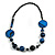 Stylish Animal Print Wooden Bead Necklace (Black & Blue) - 80cm Long - view 3