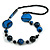 Stylish Animal Print Wooden Bead Necklace (Black & Blue) - 80cm Long - view 8
