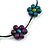Purple/ Teal/ Green Wooden Bead Floral Cotton Cord Necklace - 78cm Long Adjustable - view 4