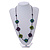 Purple/ Teal/ Green Wooden Bead Floral Cotton Cord Necklace - 78cm Long Adjustable - view 2