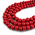 Statement Layered Wood Bead Necklace in Cherry Red - 70cm Long - view 4