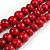 Statement Layered Wood Bead Necklace in Cherry Red - 70cm Long - view 5