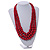 Statement Layered Wood Bead Necklace in Cherry Red - 70cm Long - view 2