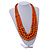 Statement Layered Wood Bead Necklace in Orange - 70cm Long - view 2