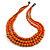 Statement Layered Wood Bead Necklace in Orange - 70cm Long - view 3