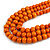 Statement Layered Wood Bead Necklace in Orange - 70cm Long - view 4