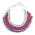 Statement Multistrand Layered Wood Bead Cotton Cord Necklace in White/ Pink/ Lavender - 80cm Long - view 3
