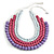 Statement Multistrand Layered Wood Bead Cotton Cord Necklace in White/ Pink/ Lavender - 80cm Long
