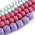 Statement Multistrand Layered Wood Bead Cotton Cord Necklace in White/ Pink/ Lavender - 80cm Long - view 4