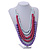 Statement Multistrand Layered Wood Bead Cotton Cord Necklace in White/ Pink/ Lavender - 80cm Long - view 2
