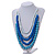 Statement Multistrand Layered Wood Bead Cotton Cord Necklace in White/ Pastel Blue/Light Blue - 80cm Long - view 2