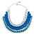 Statement Multistrand Layered Wood Bead Cotton Cord Necklace in White/ Pastel Blue/Light Blue - 80cm Long - view 3