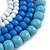 Statement Multistrand Layered Wood Bead Cotton Cord Necklace in White/ Pastel Blue/Light Blue - 80cm Long - view 4