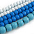 Statement Multistrand Layered Wood Bead Cotton Cord Necklace in White/ Pastel Blue/Light Blue - 80cm Long - view 5
