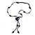 Dark Blue Glass Heart Pendant on Black Cotton Cord with Ceramic and Metal Beads Necklace - 64cm Long/ 15cm Tassel - view 6